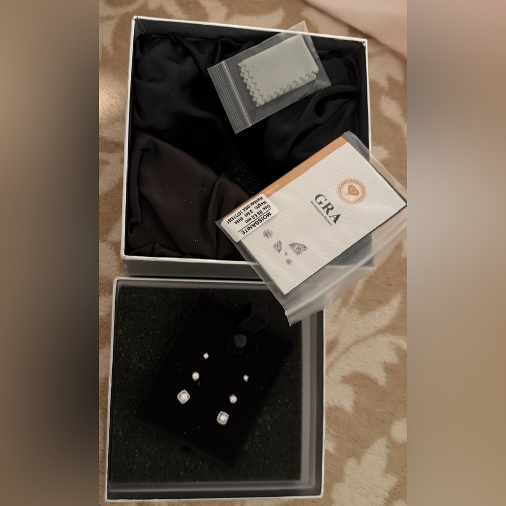 3 pair Moissanite earrings 3.6 ctw NEW BOXED